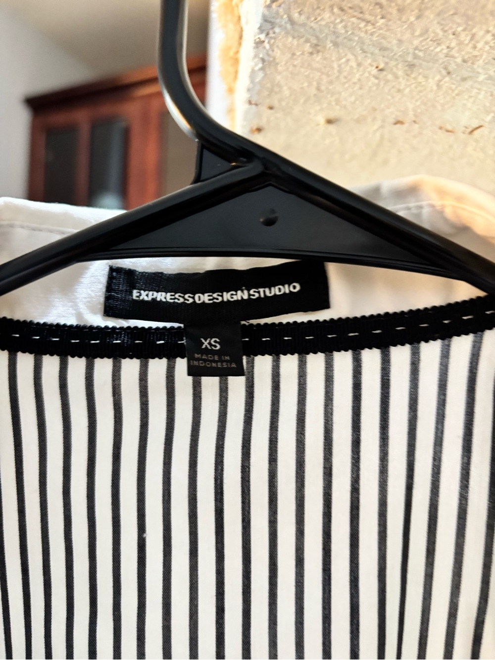 Expesd Design Studio Pin Striped Short-Sleeve Button-Up Blouse - White/Black - Picture 4 of 4